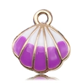 Detail of purple and white gradient shell pendant with gold plating for DIY jewelry making - Purple