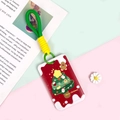 Süßer roter Weihnachtskartenhalter mit grünem Lanyard, Lebkuchenmann und Tannenbaum-Motiv - Roter Basis Weihnachtsbaum / Grünes kurzes geflochtenes Seil