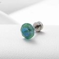 Sparkling zircon screw-back ear stud with emerald green and lake blue crystal - Green Blue Aurora 6.2MM(A013-30#)