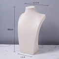 Velvet necklace bust display stand in beige 40cm height for jewelry presentation - Beige Velvet H-type 40cm High
