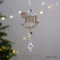 Champagne gold glitter rocking horse ornament with crystal drops for Christmas decor - Champagne Gold Rocking Horse (New)