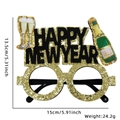 Golden glitter Happy New Year party glasses with champagne decor and size specs - Beer Goblet Letter Style