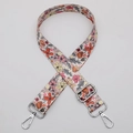 Adjustable floral shoulder strap for bags with silver hardware and colorful pattern - No.634 Floral Pattern - Silver Hook