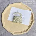 Miniature handmade pearl beaded bag in creamy white finish, measuring 8cm wide - Gradient Tote Finished (6x8cm)