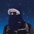 Dark blue fleece winter hood mask with thermal lining and adjustable drawstring cord - Navy Blue