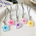 Five colorful translucent flower keychains in blue, pink, purple, and yellow resin - Colorful Transparent Daisy Phone Lanyard / Purple