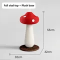 Red mushroom cat scratching post with sisal top and plush base for indoor cats - Height 55cm/Base 32cm / Red Plush With Plush Base
