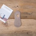 Men's khaki cotton invisible no-show sock with rib-knit texture on wooden background - One Size / Light Coffee