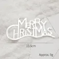 Addobbo natalizio argento Merry Christmas, targa metallica da 13,5 cm per albero di Natale - Targa con Lettere in Ferro 3D Argento / Argento