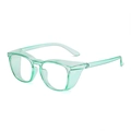 Light green transparent anti-blue light safety goggles with side shields and clear frames - Transparent Green