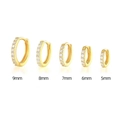 Minimalist gold hoop earrings with white zircon row in five sizes from 5mm to 9mm - 5mm / Gold Plated White Zirconia