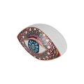 Polished ceramic Evil Eye decorative ornament with vibrant multicolor geometric patterns - Morocco Style E