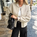 Damesjas van beige teddyfleece met knopen voor een casual vakantiestijl - S / Lichtbruin