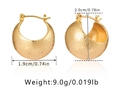 Detail showing 18K gold plated hoop earrings with dimensions 1.9cm width and 2.0cm height - 18K Gold