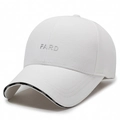White baseball cap with FARD embroidery and black trim detailing for a modern sporty look - White