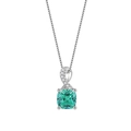 S925 sterling silver necklace with square emerald pendant and shimmering accents - Green Zirconia Necklace