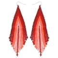 Handgefertigte Boho-Perlenohrringe mit rotem Farbverlauf und langen Quasten für Damen - Roter Farbverlauf (GZ-E210006E)