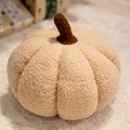 Khaki pumpkin plush pillow in soft teddy fleece for cozy Halloween home decoration - Milk Coffee