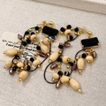 2510137 Wooden Teardrop Crystal Beaded Tassel Earrings (s925 Silver Needles)