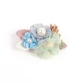 Floral hair clip for girls with pastel blue and mint fabric flowers and white pearls - Style 19 (Blue Green Pink Beige Pearl)