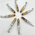 Tiger eye stone hexagonal prism pendants with silver filigree caps in an 8-piece set - Tiger Eye Stone Bracelet
