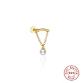Elegant 925 sterling silver tassel earring with pearl drop and golden chain finish - Single Gold - Single Chain with Pearl