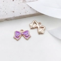 DIY purple enamel bow tie pendant in gold finish for necklace and earring making - Purple Bowknot (15.5x10mm)