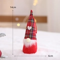 Red plaid Christmas gnome plush with 14cm height and white heart patch detail - Red Plaid Heart Patch Gnome (14cm)