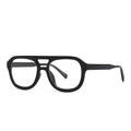 Modern retro square flat top sunglasses with thick black frames and clear lenses - Black Transparent