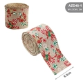 Nastro natalizio in juta con motivi di canna di zucchero e bordo dorato, 6,3cm x 2m - Larghezza 6,3 cm Cachi Caramelle / 2 Metri