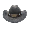 Vintage western cowboy hat in distressed suede with turquoise and star metal buckle - Black / M (56-58cm)