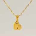 Collana con ciondolo a cuore placcata oro 18k con cristallo e finitura lucida - Lettera O