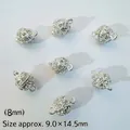 8mm silver spherical magnetic clasp with clear rhinestones for DIY jewelry making - 8mm Rhinestone Sphere / Silver