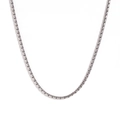 Minimalist silver box chain necklace made of polished stainless steel on white background - 2.2mm Hammered Round Link Chain (80cm+10cm) / Steel