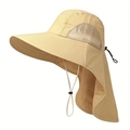 Khaki Outdoor UV-Schutz Sonnenhut mit atmungsaktivem Mesh und Nackenschutz zum Angeln - M (56-58cm) / Khaki