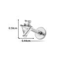Silver stainless steel stud with triangle and round zircon measuring 0.58cm by 0.44cm - Silver Triangle Style with Round Rhinestone (2614-3# Silver)