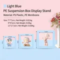 Light blue PE film suspension jewelry boxes in three sizes for 3D floating display - Round Base / Light Blue