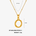 Collier en acier inoxydable doré avec pendentif lettre O style bambou et chaîne réglable - Lettre O (Or)