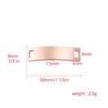 Detailed technical diagram showing dimensions of the rose gold curved rectangle connector - Rectangle Curved Bar (MP588) / 30x8mm / Gold