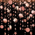 Elegant rose gold star and circle party garland with glitter and mirror finish details - 4 Meters / Round Star Garland Rose Gold