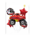 5-piece red monster truck foil balloon set including stars and helmets for birthday parties - Pickup Truck 5-Piece Set