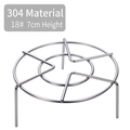 304 stainless steel 18# steaming rack with three 7cm tall legs on white background - 304 Series / Diameter 18cm / 7cm