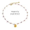 Detalle del collar de corazón amatista con peso 4,7g y largo ajustable 40+5cm - Dorado
