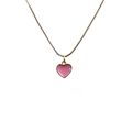 Modische Goldkette mit einem süßen rosa emaillierten Herzanhänger für Damen - Rosa