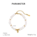 Detalle de pulsera de perlas y bolas de acero con medidas 180x7mm e información de peso - Pulsera de Oro de Perlas de Agua Dulce (KB182904-Z)