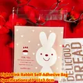 Pink cartoon self-adhesive packaging bag with white rabbit design 10x11cm size - Light Pink Rabbit / 10*11+3.0cm (100pcs)