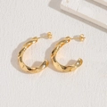 Orecchini a cerchio geometrici a spirale placcati oro 14K su pietra bianca minimale - Orecchini A Cerchio A Torsione Spirale A C
