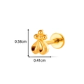 Golden titanium heart stud earring with cubic zirconia and three-bead detail, 0.58cm size - Heart Style (T2552-2#) / Gold