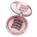 Magnetic eyelashes in a pink compact case with mirror and four black eyelash clusters - T2