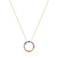 S925 Silber Regenbogen-Halskette mit bunten Zirkonia im kreisförmigen Design-Anhänger - 925er Silber / Gold